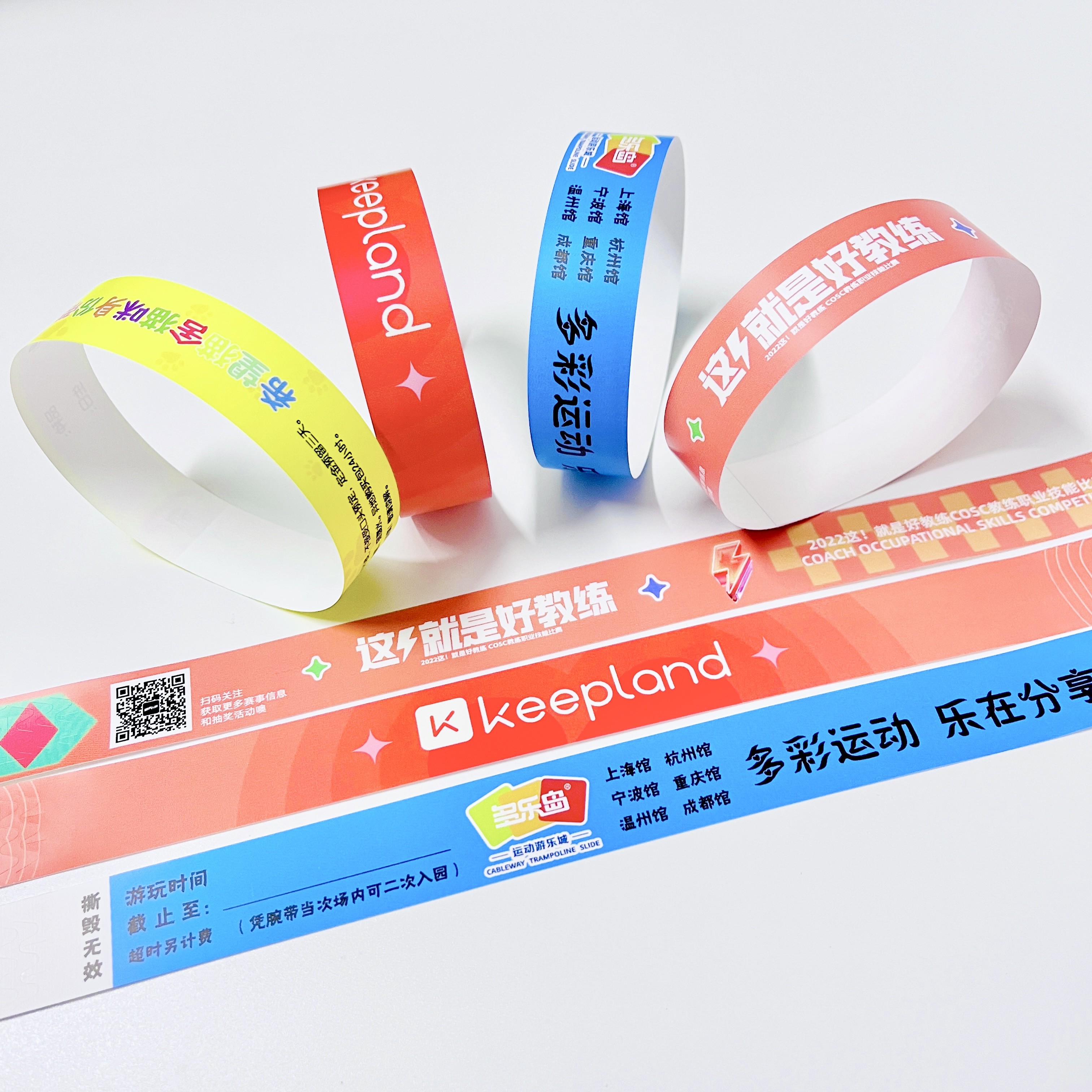 Adjustable Size Paper Event Wristbands Printable In Neon Colors