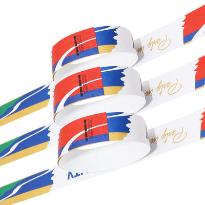 Durable Colored Paper Wristbands For Events Synthetic White Red Blue Yellow