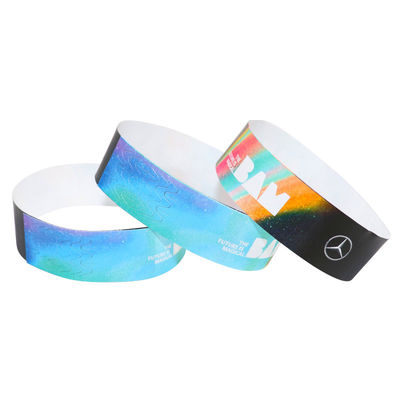 Heat Resistant Paper Event Wristbands Printed Purple With Tyvek Material