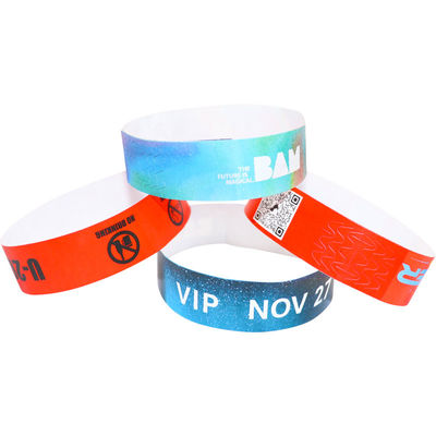 Water Resistant Personalised Tyvek Wristbands , Adjustable Printable Event Wristbands