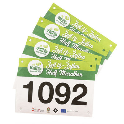 Screen Printing Race Bib Numbers Rectangular Customized Colors