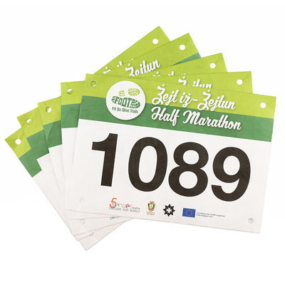 Customized Tyvek Race Bib Numbers Rectangular Screen Printing For Marathon