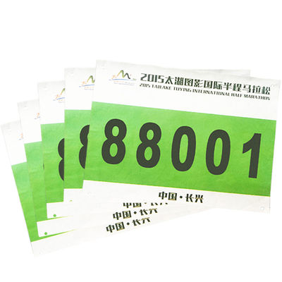Competition Tyvek Running Bibs , Tear Resistant Pinning Race Bib 0.5mm