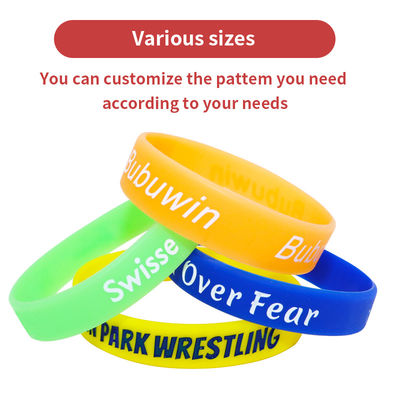 Waterproof Debossed Silicone Wristbands , Colorful Printable Silicone Wristbands