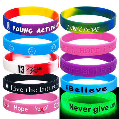 Segmented Style Printed Silicone Wristbands 25cm Length