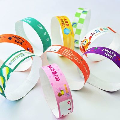 Custom Printed Tyvek Paper Wristbands with Snap Closure Waterproof Sequential Numbering