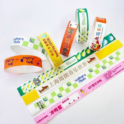 Waterproof Tyvek Paper Wristbands with Custom Logo Printing Security Barcoding Snap Closure