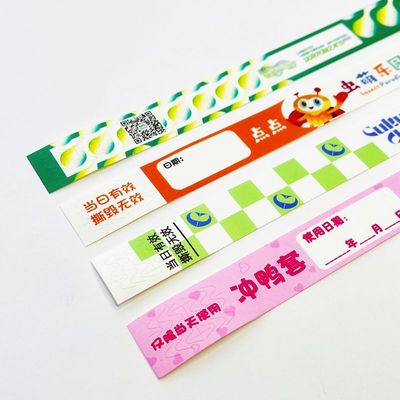 Custom Full Color Waterproof Tyvek Paper Wristbands with Snap Closure and Custom Logo