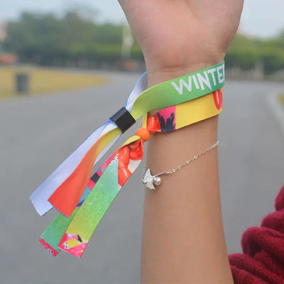 Various Colors Fabric Woven Wristbands Customized Logo Colors For Polyester Material Wristband
