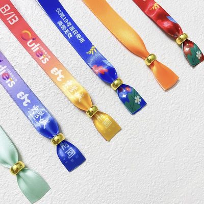 Custom Woven Cloth Wristbands Screen Printing For Corporate Events Musical Festival Activity Polyester Bracelet
