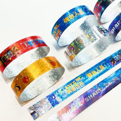 Hot Sale Shiny Laser Glitter Promotional Wristband Waterproof Laser Paper Bracelet Adult Kid Events Admission Wristband