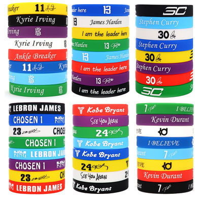 Custom Printed Silicone Wristbands Basketball Games Star Ball Promotion Multi Color Night Glow Luminous Silicone Band