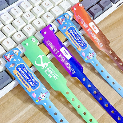 Custom Logo Promotional Item Wristbands Vinyl One Layer PVC Waterproof Colorful Paper Bracelet Wristbands With Barcode