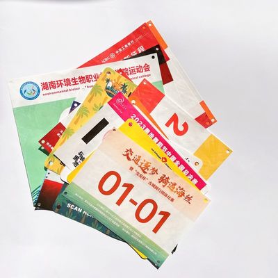 Rectangular Race Bib Numbers 0.5mm Thickness Personalized with Screen Printing