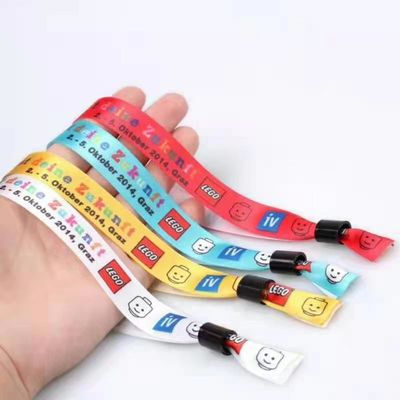 Customization Logo Polyester Woven Cloth Wristbands Concert Promotion Events Gift Adjustable Length Wristbands