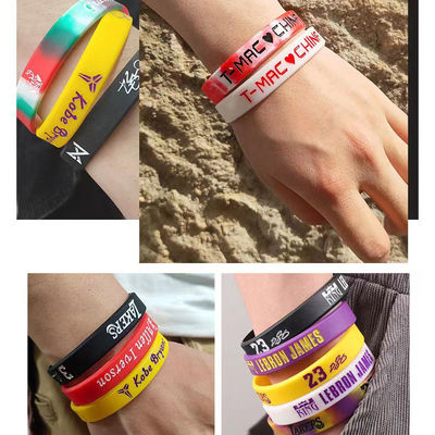 Multi Color Night Glow Luminous Silicone Wristbands for Basketball Football Games Star Ball