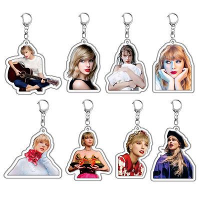 Factory Custom Holographic Acrylic Key Chain Star Singer Taylor Swift Picture Printed Key Ring Acrylic Keychain