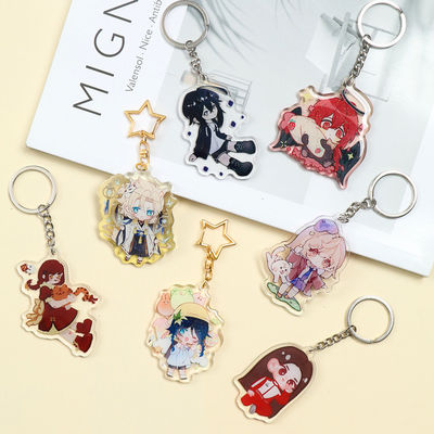 Transparent Acrylic Keychain With Metal Ring Durable Animation Cartoon Character Printed Ideal Gift Acrylic Keychain