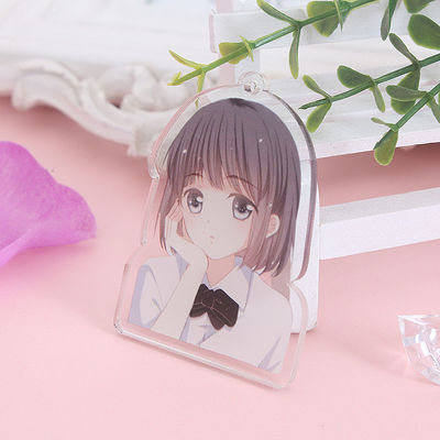 Customized Cartoon Character Acrylic Keychain with Metal Ring Silk Screen Printed