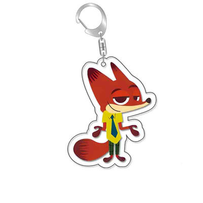Zootopia Souvenir Printed Acrylic Charms Keychain With Metal Ring And Fashionable Desig