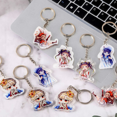Durable Custom Acrylic Keychains Cartoon Character Printed Clearly With Metal Ring