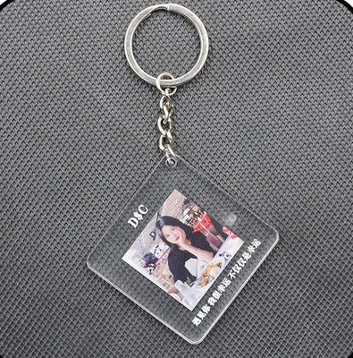 Custom Gift Acrylic Key Chain Lover Couple Family Friend Photo Printed With Key Ring