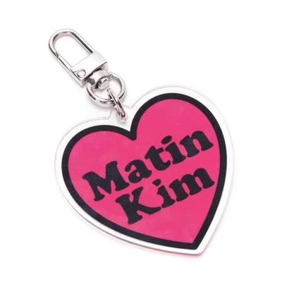 Factory Custom Euramerican Heart Acrylic Key Chain Picture Key Ring Couple Lover Heart Text Words Printed Keychain