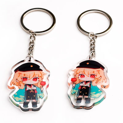 Manufacturer Pattern Printed Acrylic Keychain Caricatur Cartoon Character Cute Durable Metal Ring Charm Acrylic Keychain