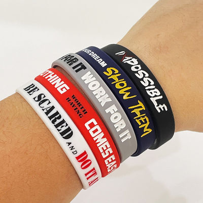 Slogan Watchword Printed Silicone Wrist Bands for Custom Soccer Ball Game Sports Festival
