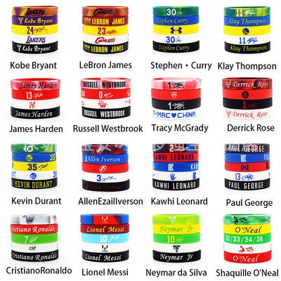 Custom Printed Silicone Wristbands Basketball Games Star FootBall Promotion Multi Color Souvenir Silicone Bracelets
