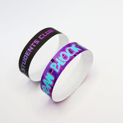 Custom Logo Tyvek Paper Wristbands Waterproof Full Color Printing Bracelet With Snap Closure