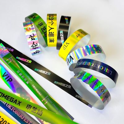 Factory Customization VIP Wristbands Shiny Laser Glitter Concert Music Festival Party Activity Bracelets For Adults Kids