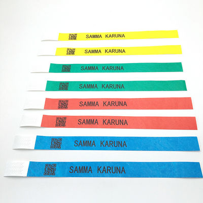 Custom Logo Printing Tyvek Paper Wristbands Waterproof Adjustable Size Snap Closure