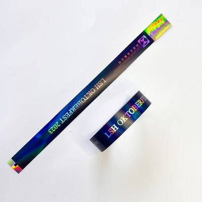 Neon Rainbow Laser Glitter Custom Festival Bracelets for Event Concert , Disposable Music Festival Wristband