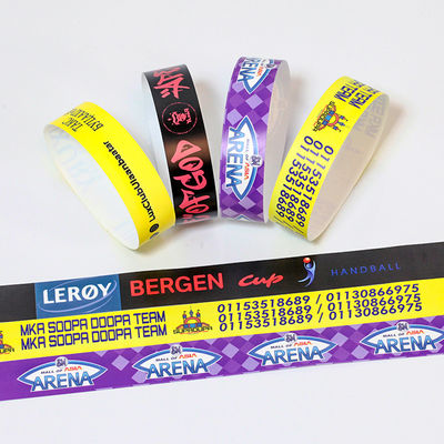 Custom Tyvek Bracelets Numbering Barcoding Pool Party Festival Id VIP Entry Admission Waterproof Paper Wristbands