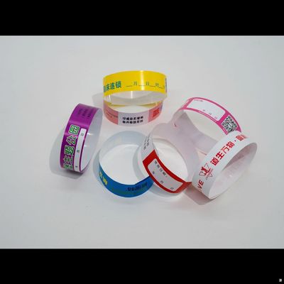 Printed Water/Sweat Resistant Entry Admission Wrist Bands PP Synthetic Paper Event Wristbands