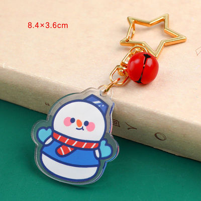 Christmas Festival Snowman Keychain with Metal Ring Attachment and 2mm Thickness