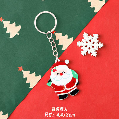 Christmas Festival Acrylic Keychain with Metal Ring Attachment and Cute Snowman Charms