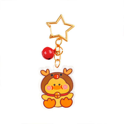 Christmas Festival Custom Acrylic Keychain Key Ring Transparent Cute Cartoon Christmas Festival Snowman Charms Keychain