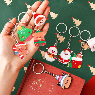 Festive Christmas Snowman Key Ring with Transparent Acrylic and Metal Attachment
