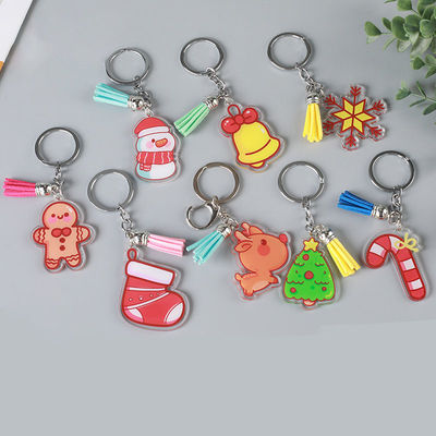 Christmas Festival Snowman Keychain Transparent Acrylic Key Ring with Custom Pattern