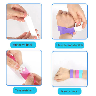 Adjustable Tyvek Custom Festival Bracelet Waterproof VIP Entry Admission Paper Band Wristband
