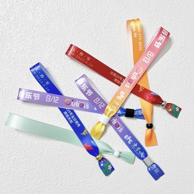 Supplier Woven Cloth Wristbands Festival Concert Promotion Event Ribbon Fabric With Various Designs
