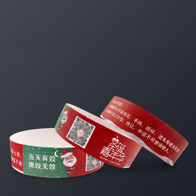 Christmas Festival Party Meeting Tyvek Paper Wristbands Security with Full Color Printing