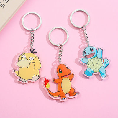 Silk Screen Printing Clear Keyring with Chain Customized Shape