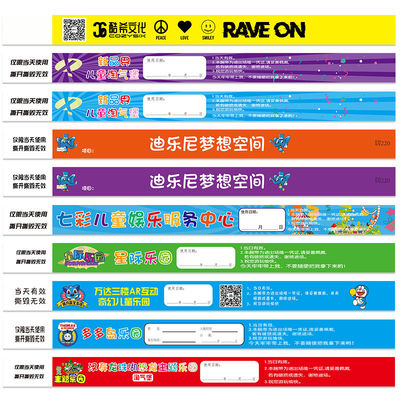 Colorful Paper Event Wristbands With Logo Printing Waterproof Sweat Resistant Admission Ticket Wrist Bands