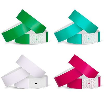 Waterproof Custom Paper Wristbands For Events With Snap Closure In Various Colors