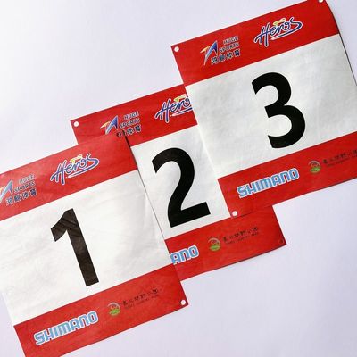 Customized Full Color LOGO Waterproof Tyvek Bib Numbers Training Bib Numbers Race Bib Numbers For Marathon Free Pins