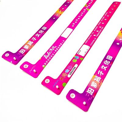 Disposable Vinyl PVC Wristbands for L-Shaped Park Ticket Identification and Entertainment