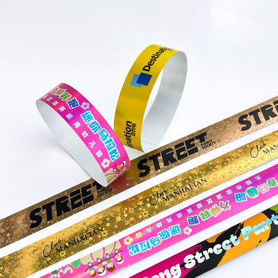Disposable Party Event Holographic Personalized Wristbands With Logo Text Printed